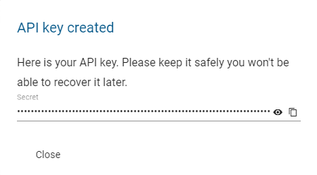 api key created