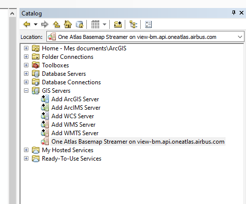 arcmap connection catalog panel