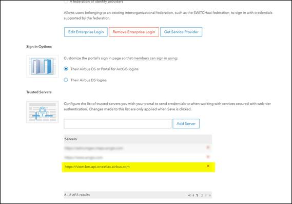 arcgis trusted servers configuration panel