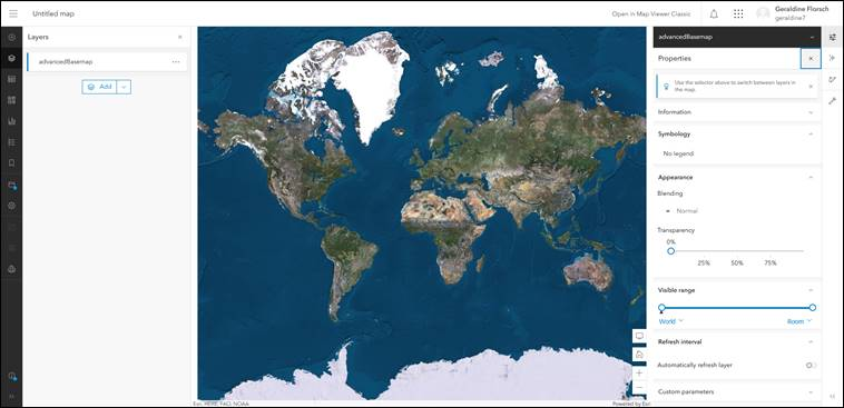 arcgis portal with advancedbasemap layer