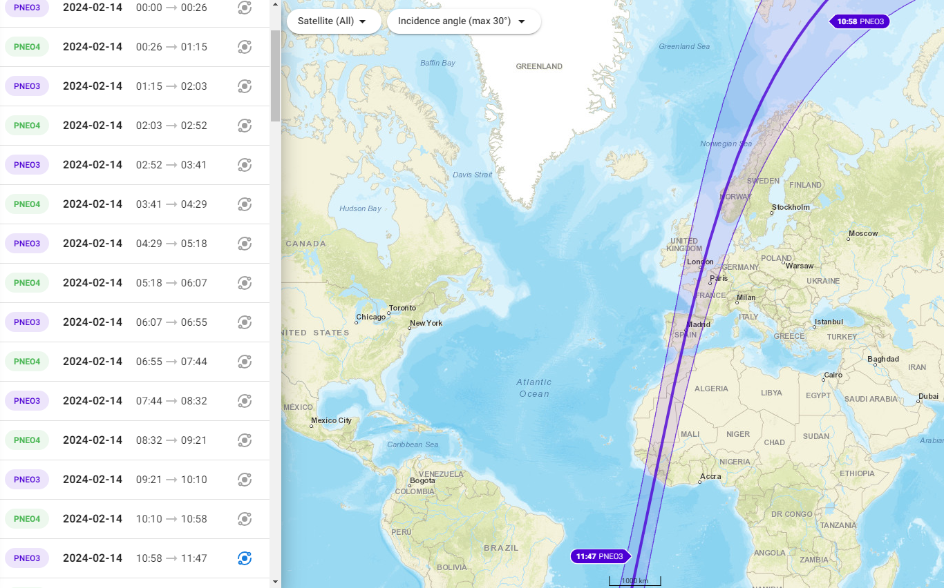 Orbitography visual on OneAtlas Data portal